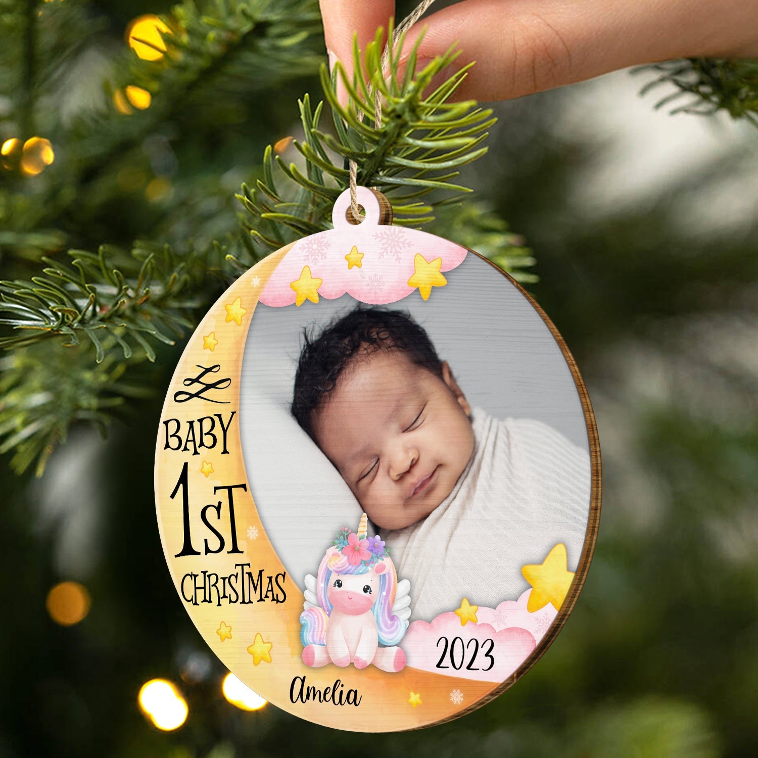 Custom Photo Baby First Christmas - Christmas Gift - Personalized Custom Shaped Wooden Ornament ORNA1210