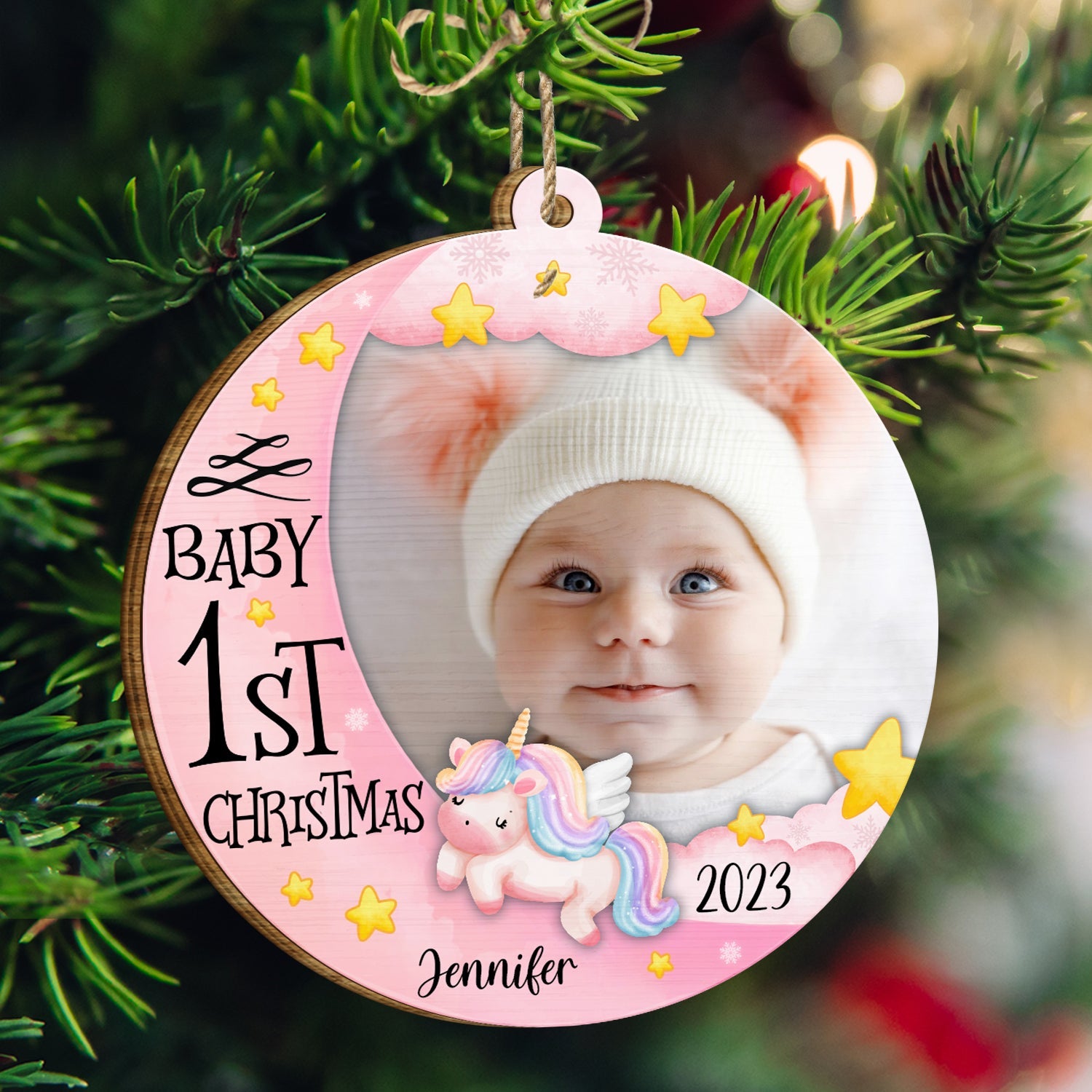 Custom Photo Baby First Christmas - Christmas Gift - Personalized Custom Shaped Wooden Ornament ORNA1210