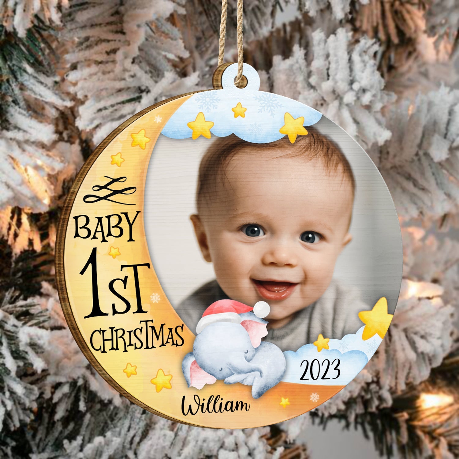 Custom Photo Baby First Christmas - Christmas Gift - Personalized Custom Shaped Wooden Ornament ORNA1210