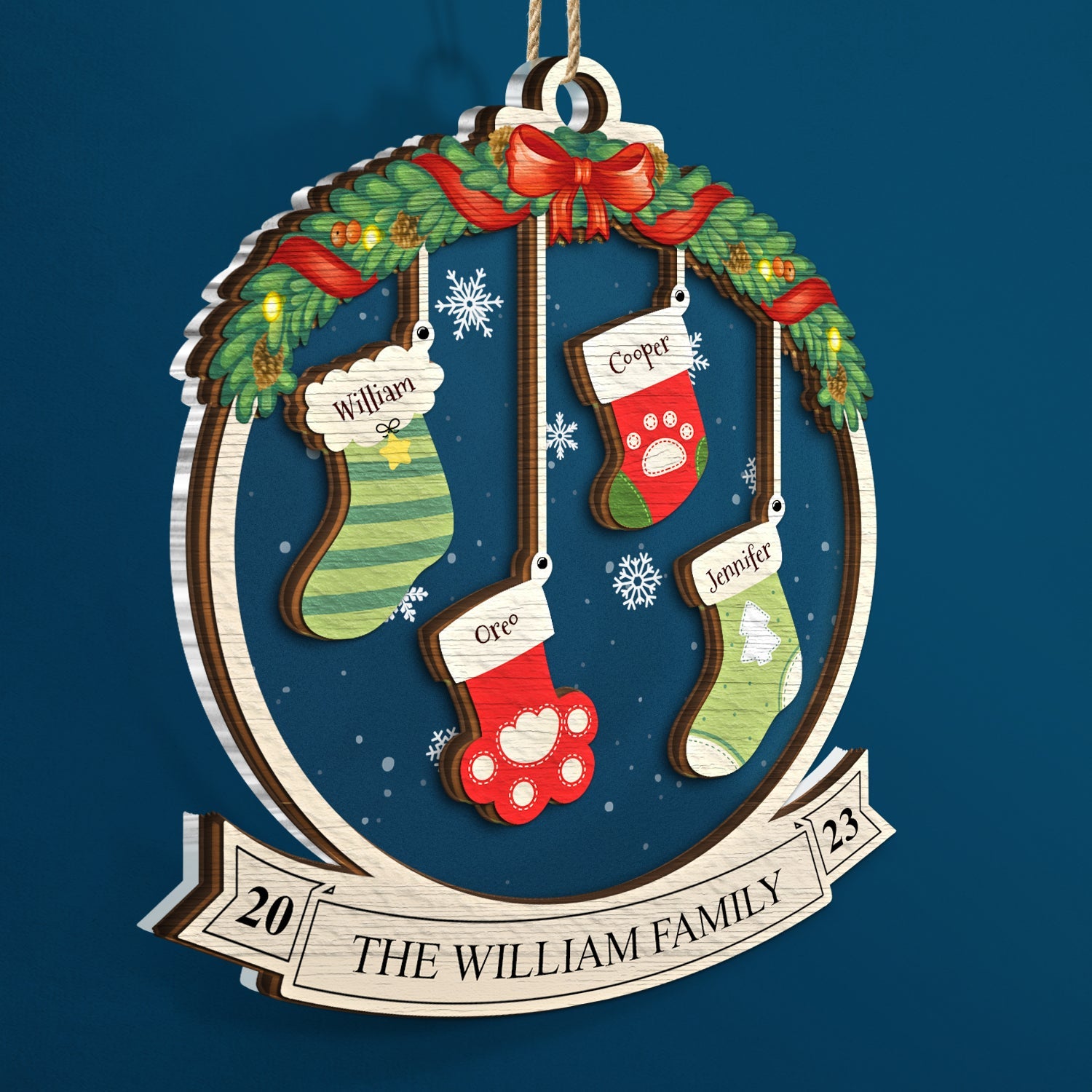 Family Christmas Stockings - Christmas Gift - Personalized 2-Layered Mix Ornament ORNA1210