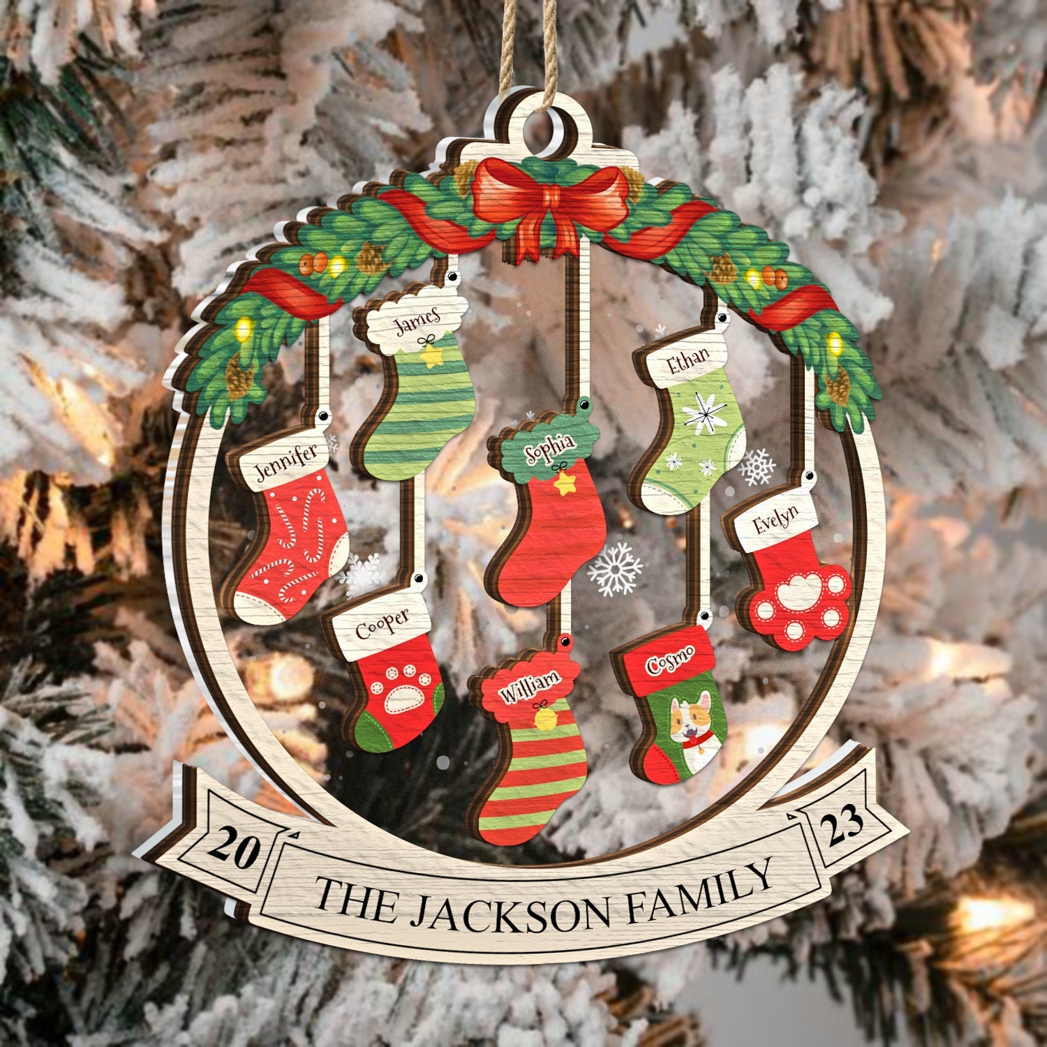 Family Christmas Stockings - Christmas Gift - Personalized 2-Layered Mix Ornament ORNA1210