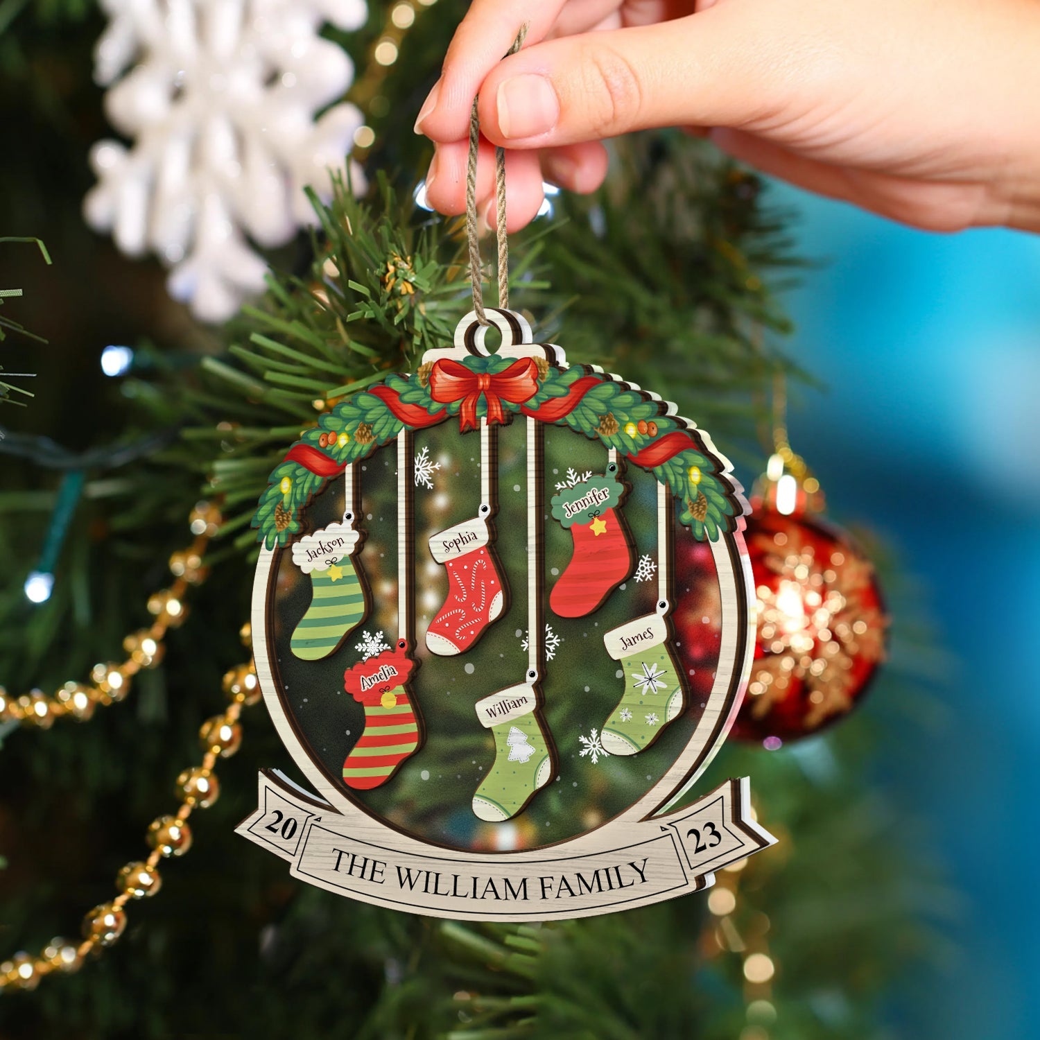 Family Christmas Stockings - Christmas Gift - Personalized 2-Layered Mix Ornament ORNA1210