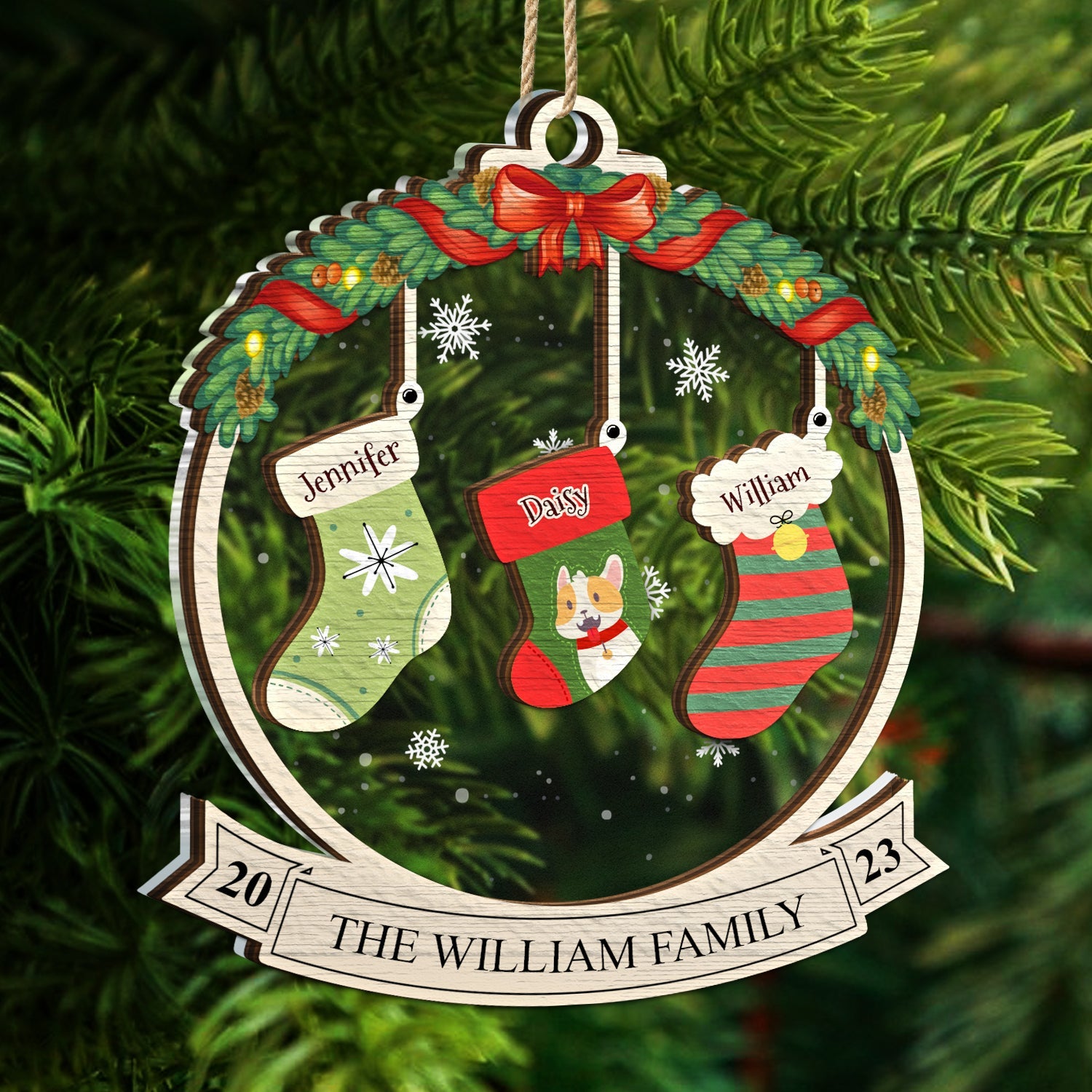 Family Christmas Stockings - Christmas Gift - Personalized 2-Layered Mix Ornament ORNA1210