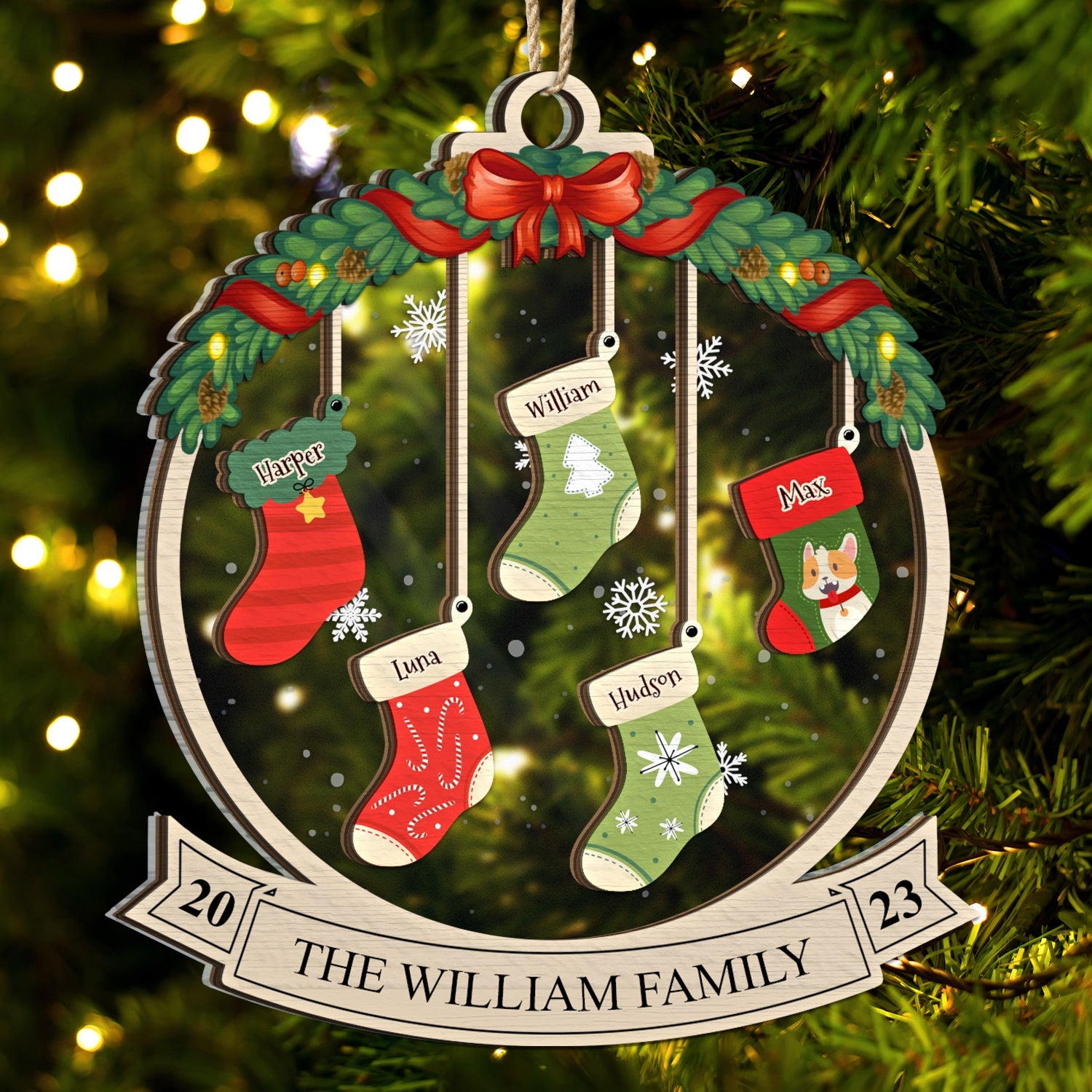 Family Christmas Stockings - Christmas Gift - Personalized 2-Layered Mix Ornament ORNA1210