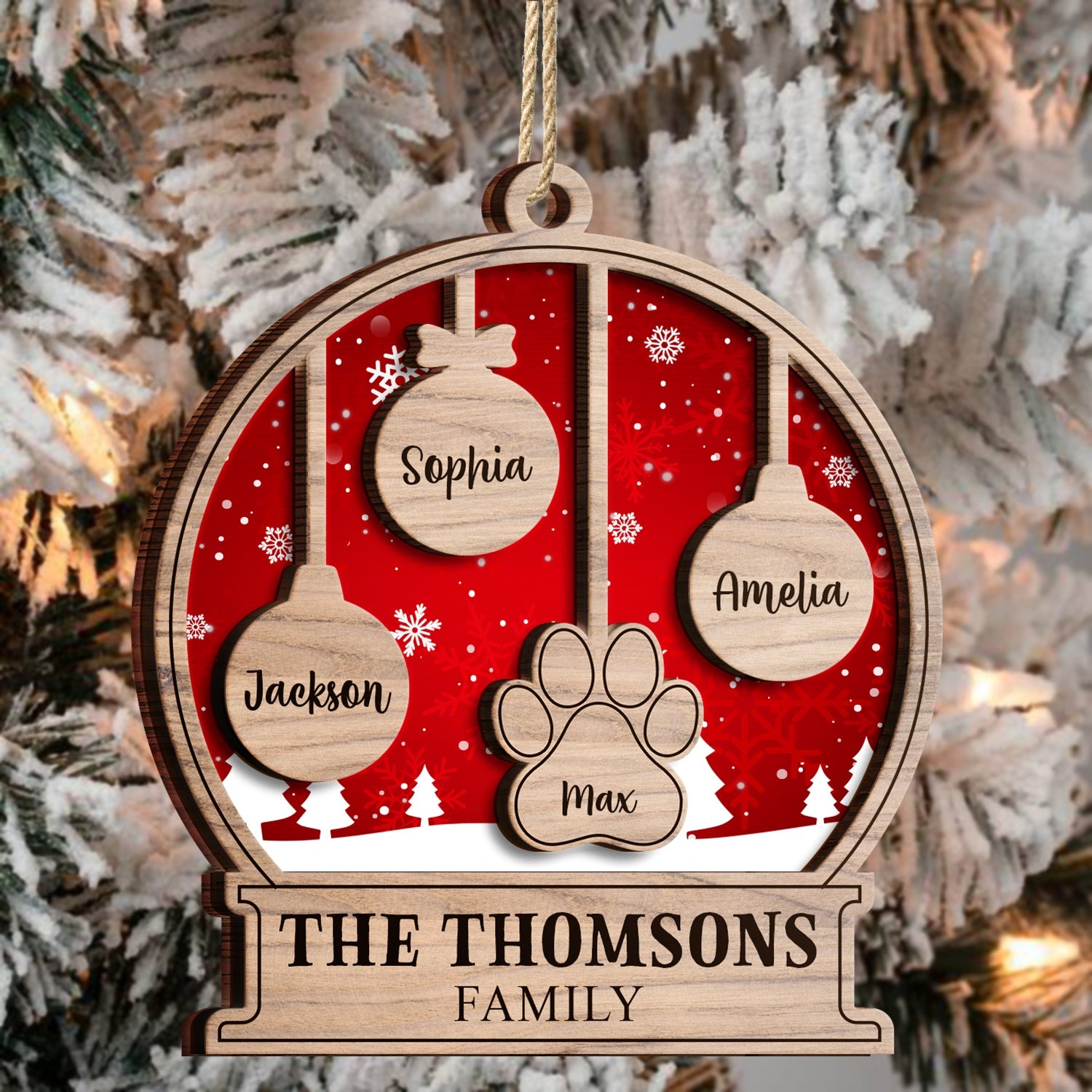Our Family Kids Pet - Gift For Family, Parent - Personalized 2-Layered Wooden Ornament ORNA1210