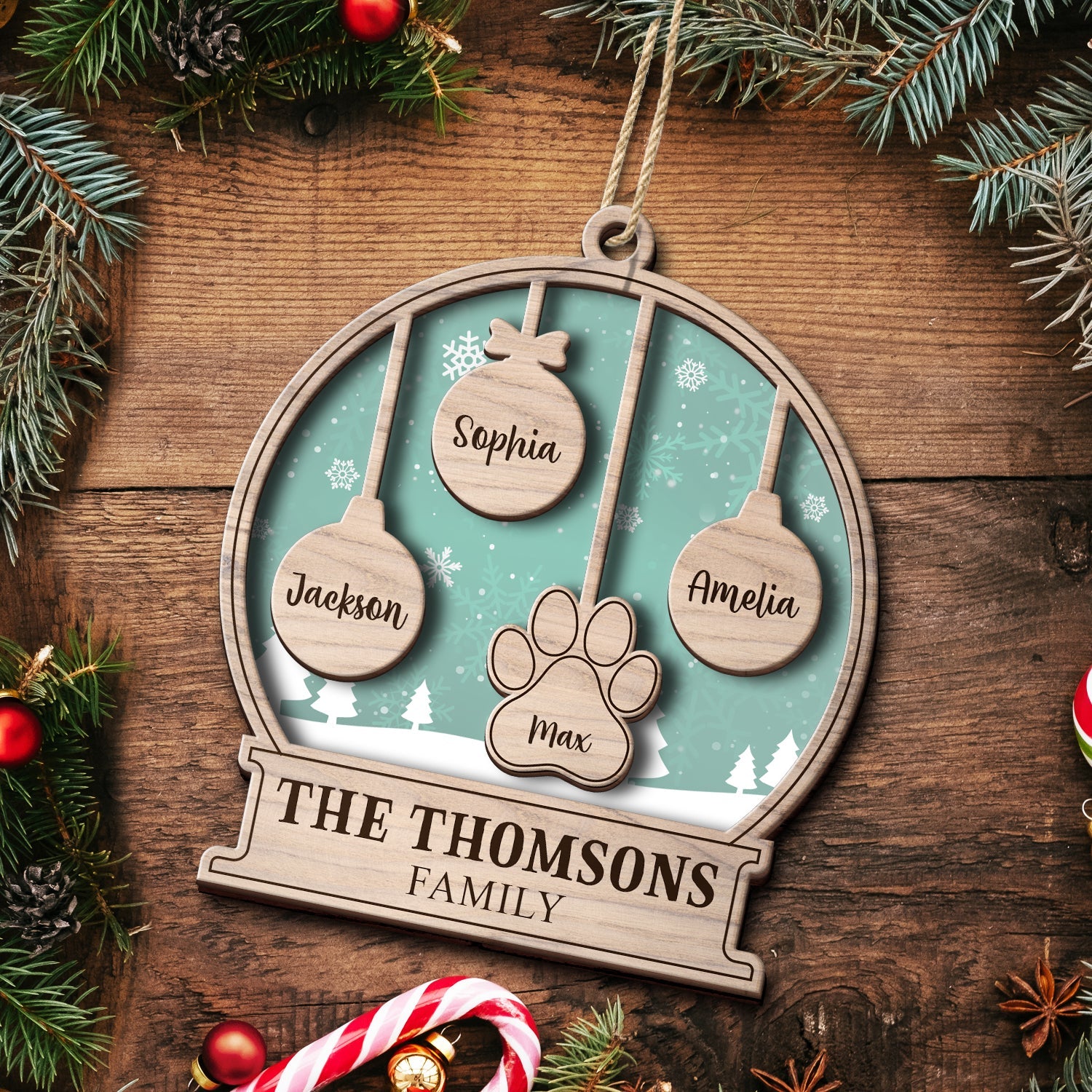 Our Family Kids Pet - Gift For Family, Parent - Personalized 2-Layered Wooden Ornament ORNA1210