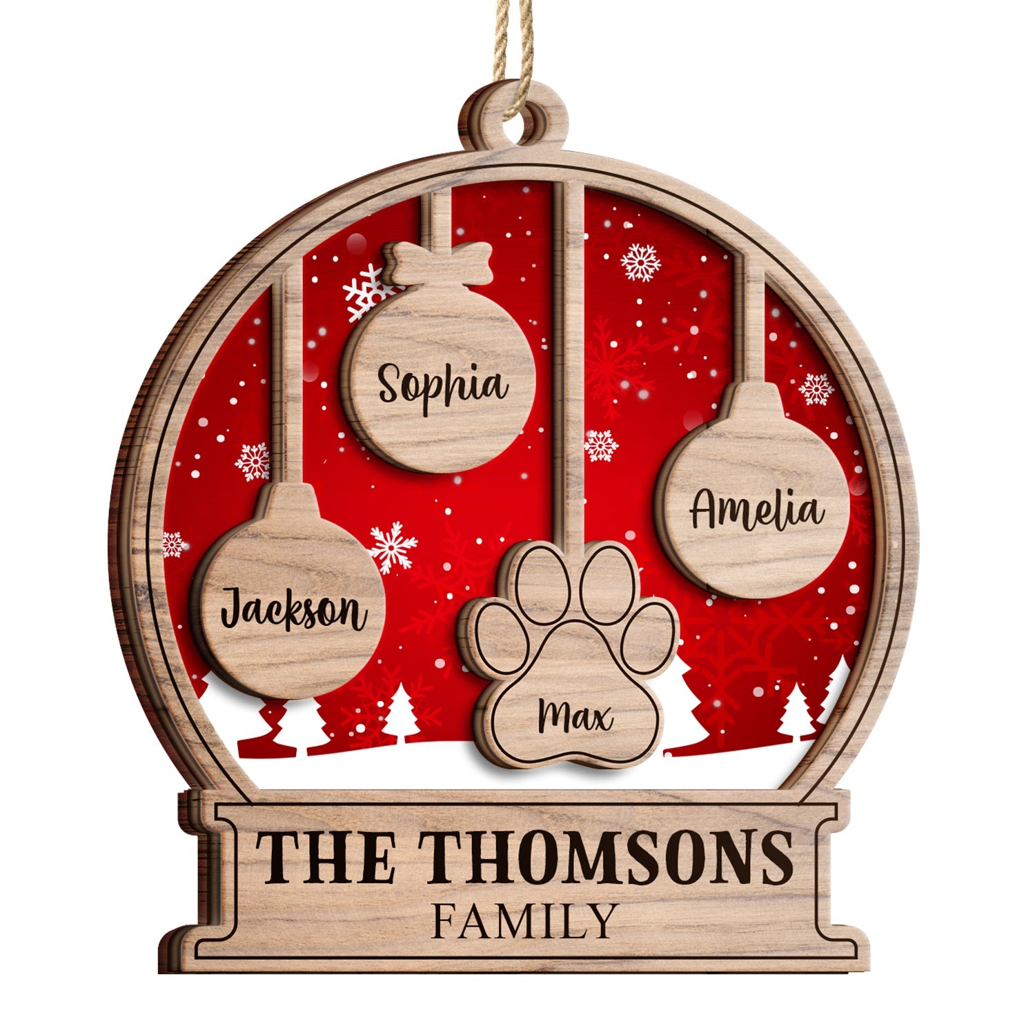 Our Family Kids Pet - Gift For Family, Parent - Personalized 2-Layered Wooden Ornament ORNA1210