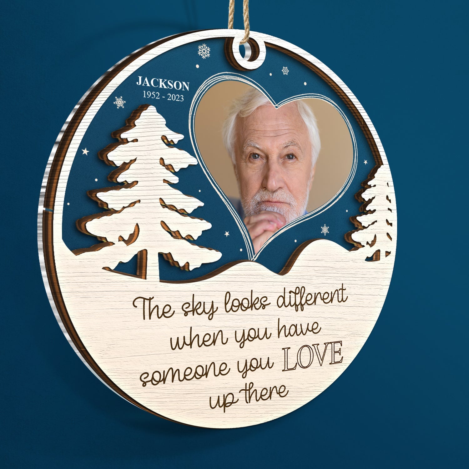 Custom Photo The Sky Looks Different - Christmas, Memorial Gift - Personalized 2-Layered Mix Ornament ORNA1210