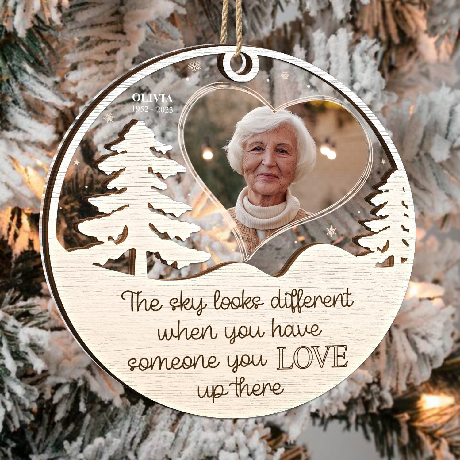 Custom Photo The Sky Looks Different - Christmas, Memorial Gift - Personalized 2-Layered Mix Ornament ORNA1210