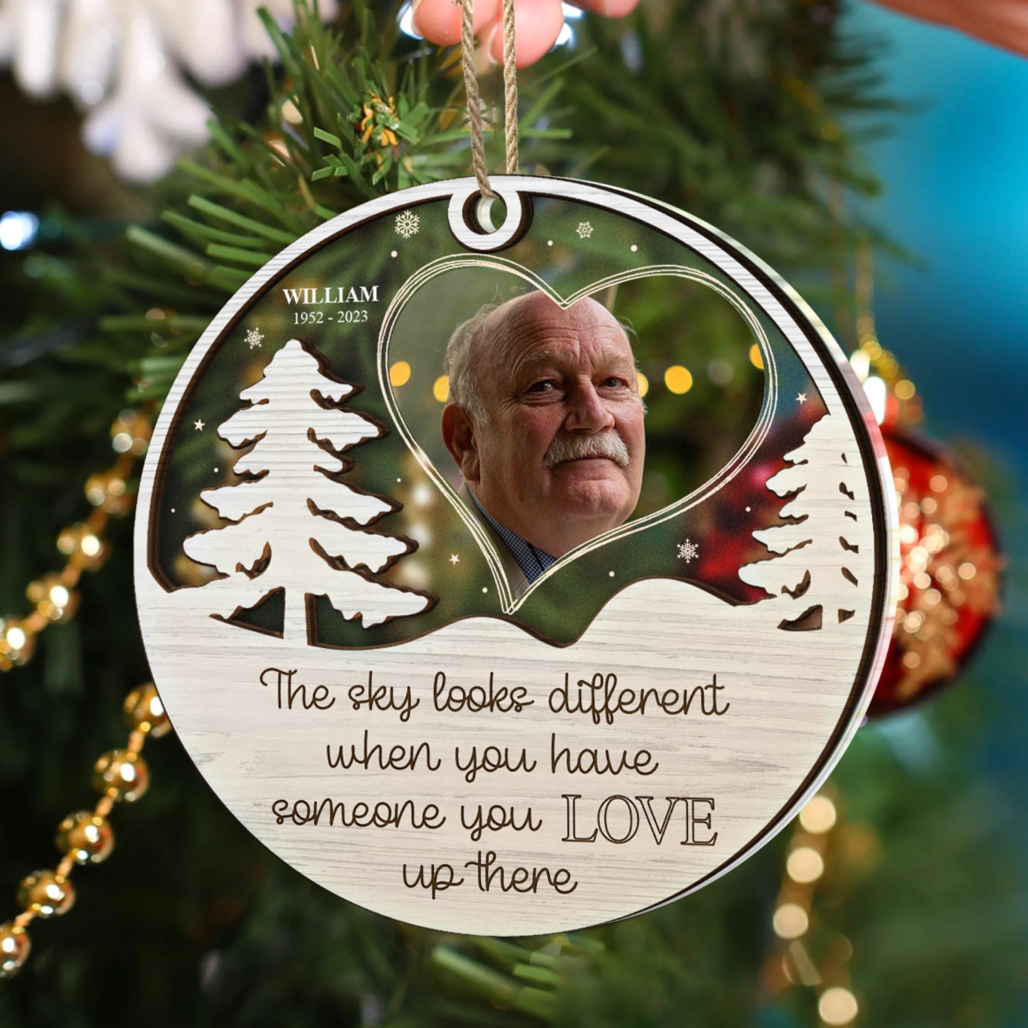 Custom Photo The Sky Looks Different - Christmas, Memorial Gift - Personalized 2-Layered Mix Ornament ORNA1210