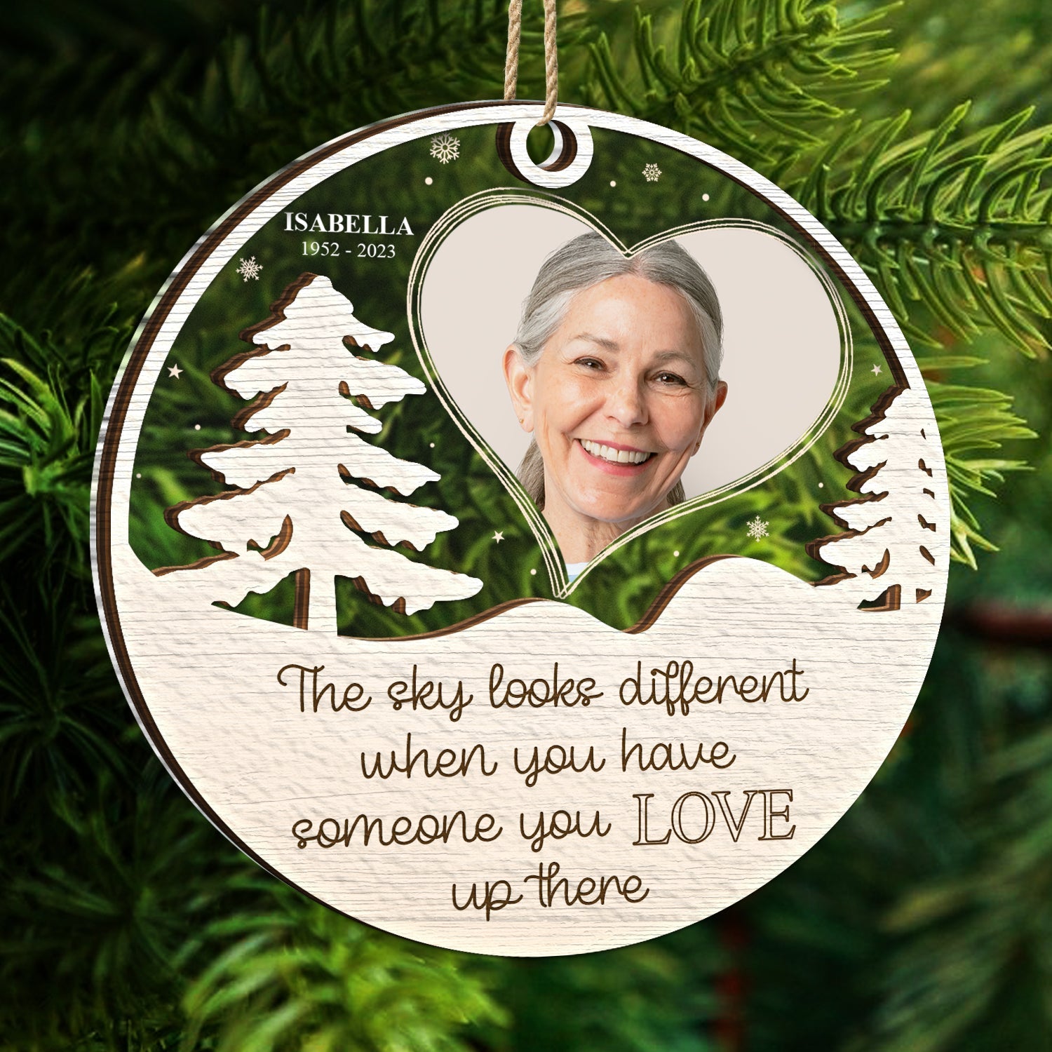 Custom Photo The Sky Looks Different - Christmas, Memorial Gift - Personalized 2-Layered Mix Ornament ORNA1210