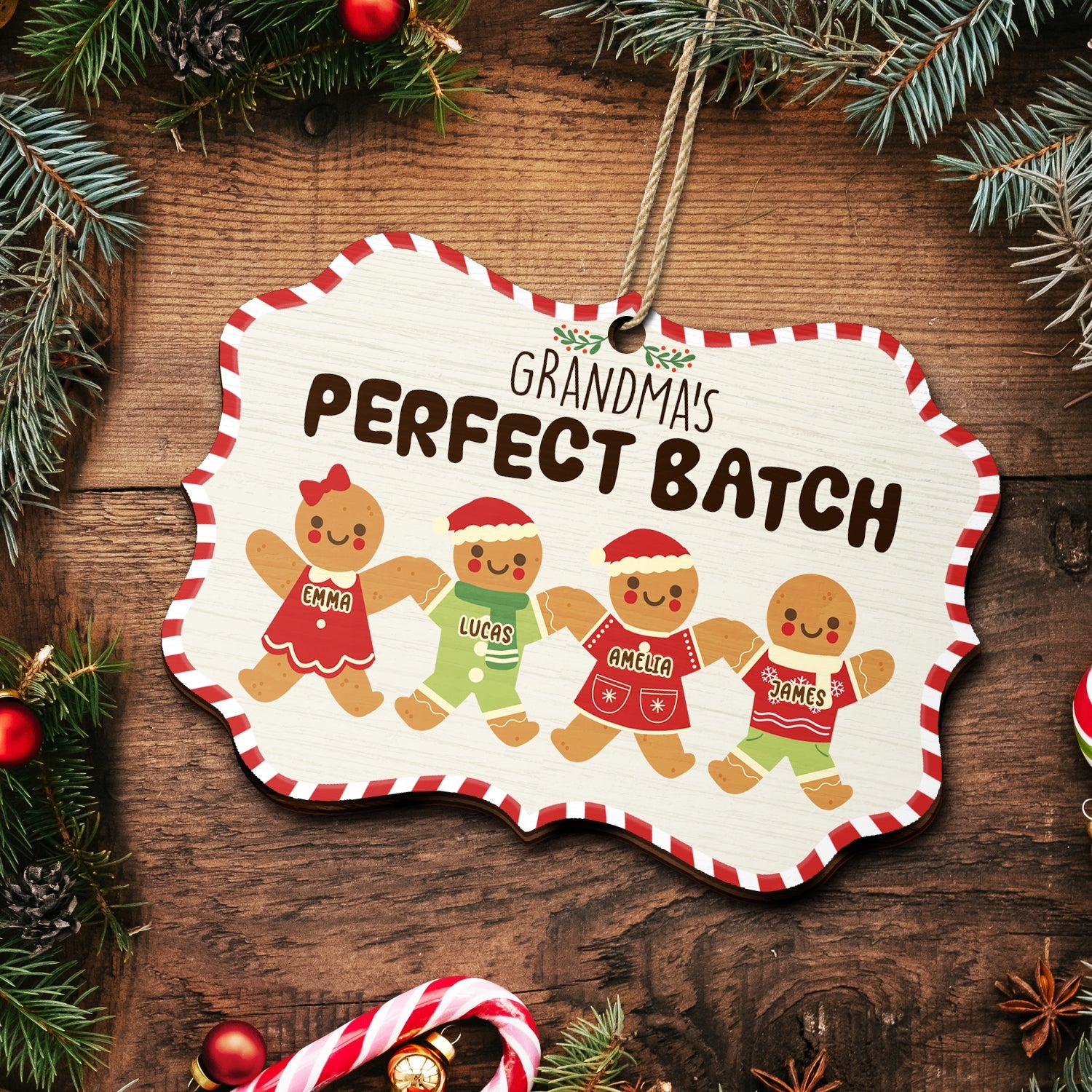 Grandma Grandpa Mom Dad Perfect Batch - Gift For Mom, Dad, Grandparents - Personalized Medallion Wooden Ornament ORNA1210