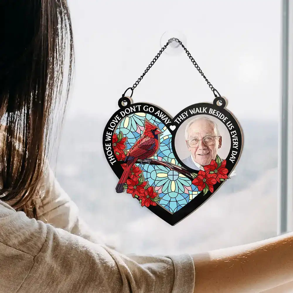 Custom Photo I'm Always With You Memorial Heart - Personalized Window Hanging Suncatcher Ornament ORNA1210