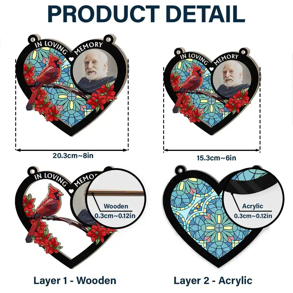 Custom Photo I'm Always With You Memorial Heart - Personalized Window Hanging Suncatcher Ornament ORNA1210