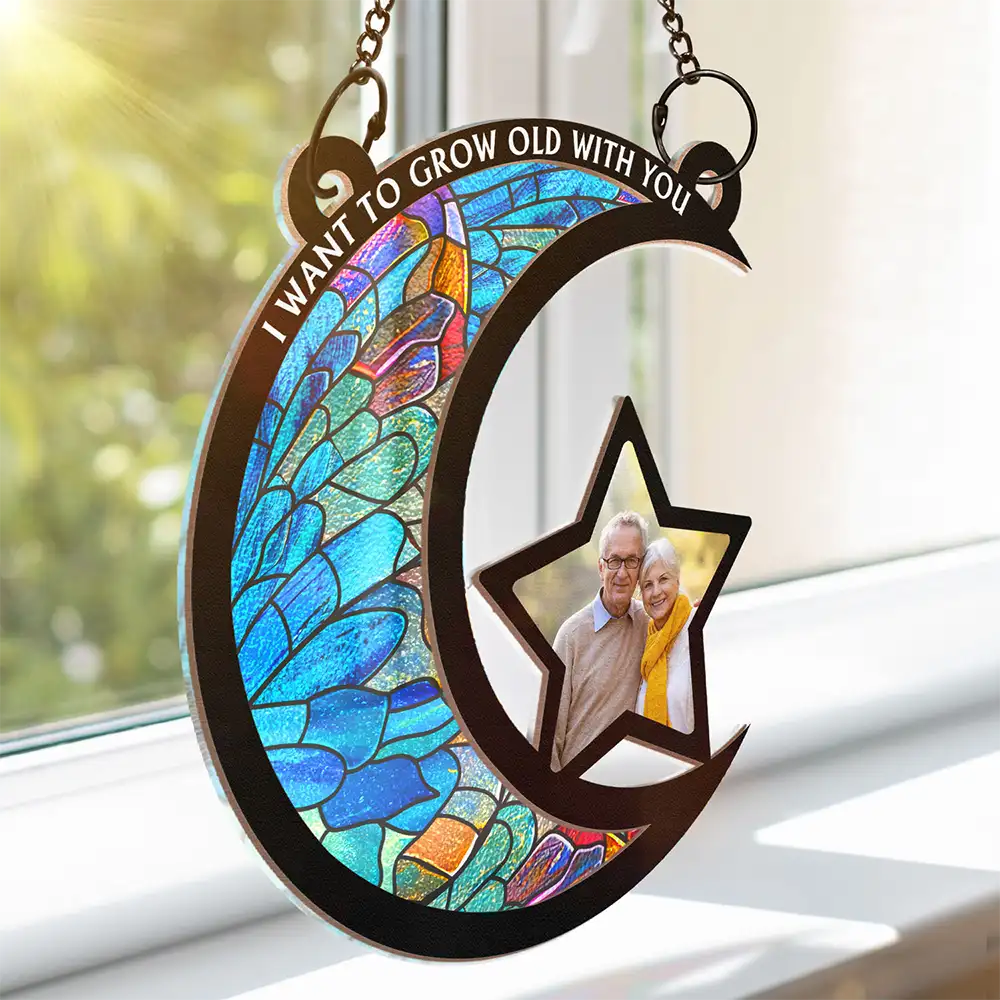 Custom Photo From Our First Kiss Till Our Last Breath - Personalized Window Hanging Suncatcher Ornament ORNA1210