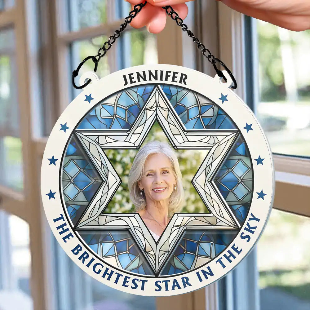 Custom Photo The Brightest Star Memorial - Personalized Acrylic Window Hanging Suncatcher ORNA1210