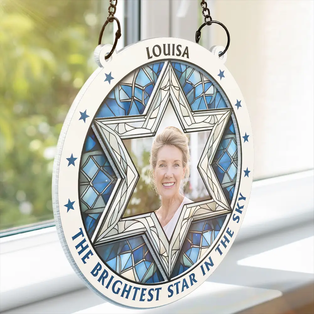 Custom Photo The Brightest Star Memorial - Personalized Acrylic Window Hanging Suncatcher ORNA1210