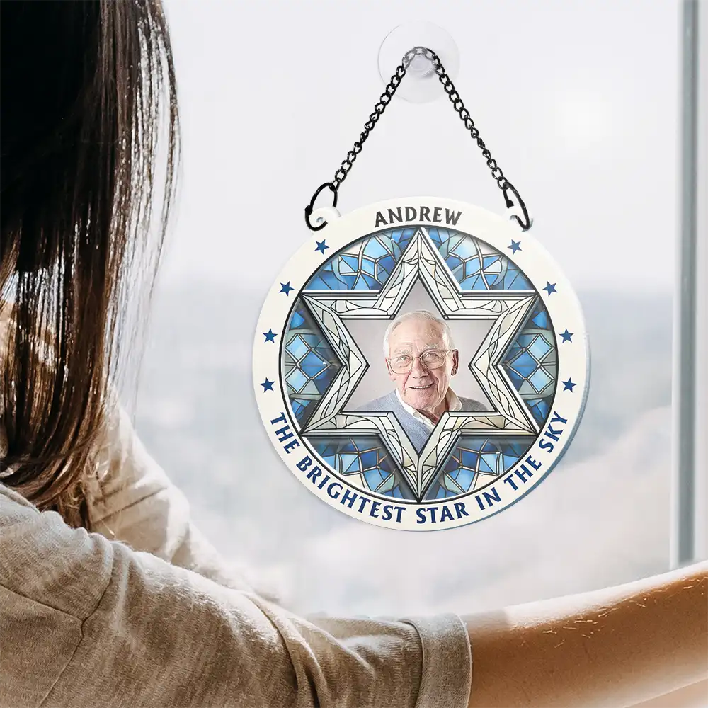 Custom Photo The Brightest Star Memorial - Personalized Acrylic Window Hanging Suncatcher ORNA1210