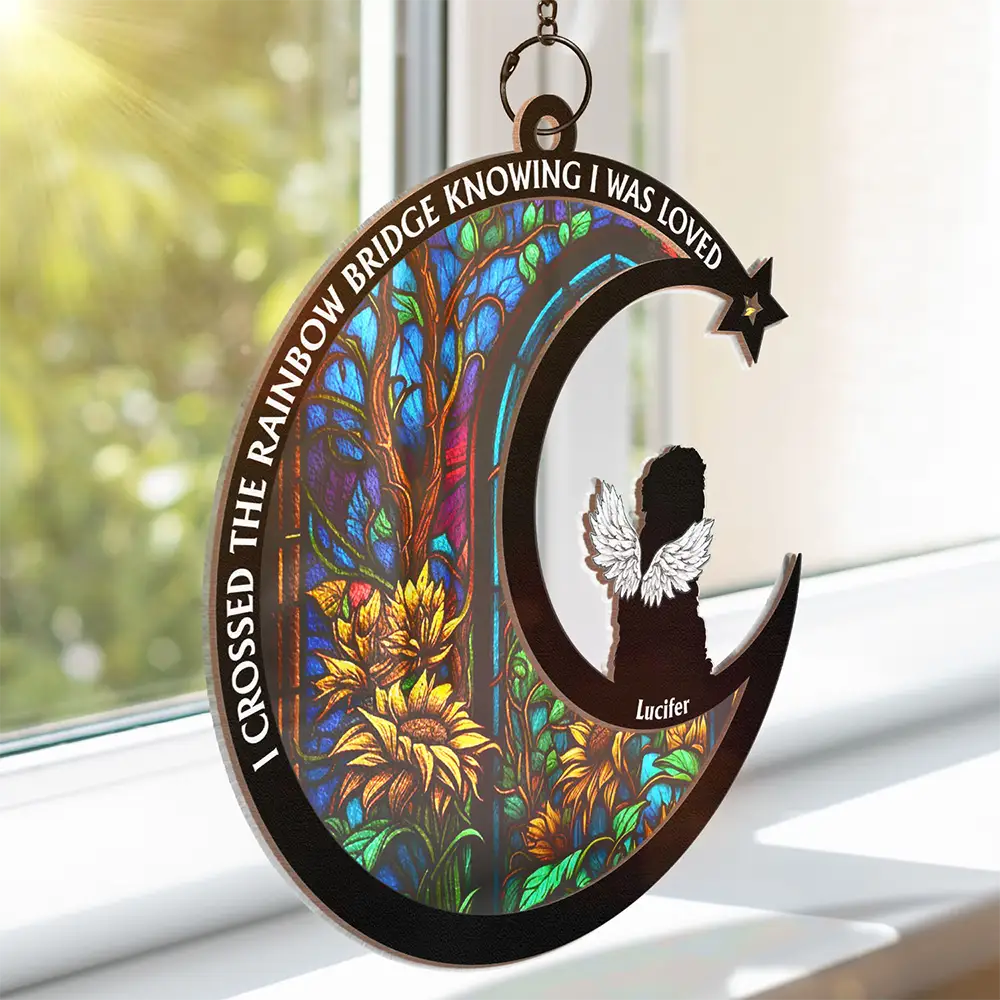 No Longer By My Side Dog Cat Memorial - Personalized Window Hanging Suncatcher Ornament ORNA1210