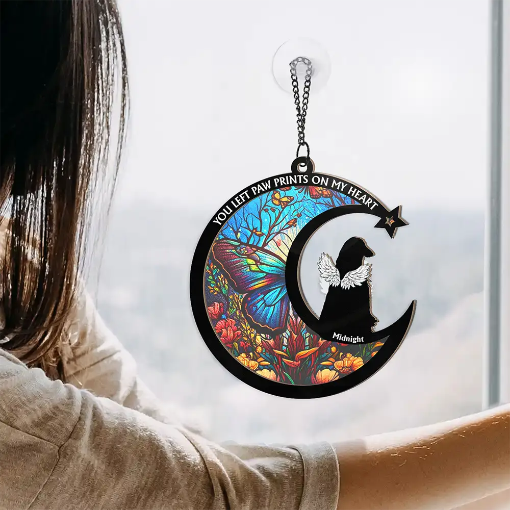No Longer By My Side Dog Cat Memorial - Personalized Window Hanging Suncatcher Ornament ORNA1210