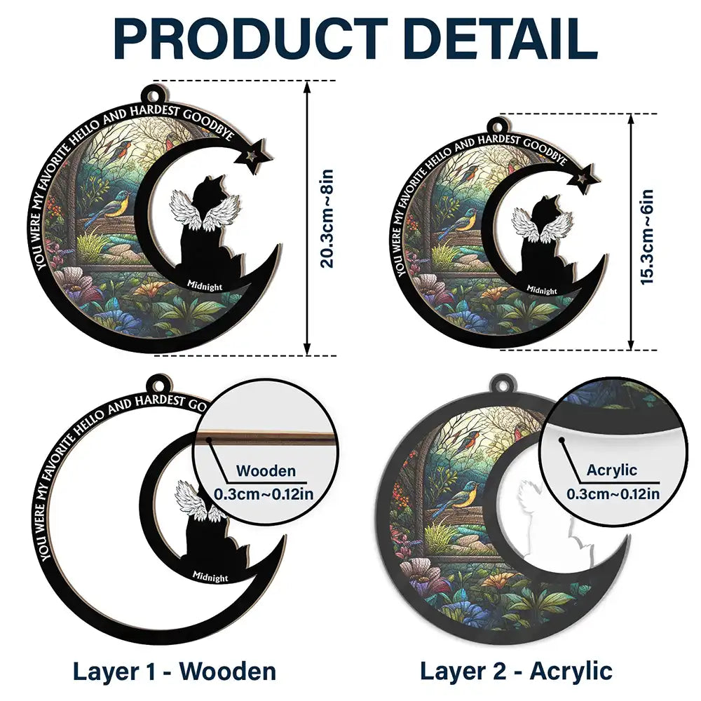 No Longer By My Side Dog Cat Memorial - Personalized Window Hanging Suncatcher Ornament ORNA1210