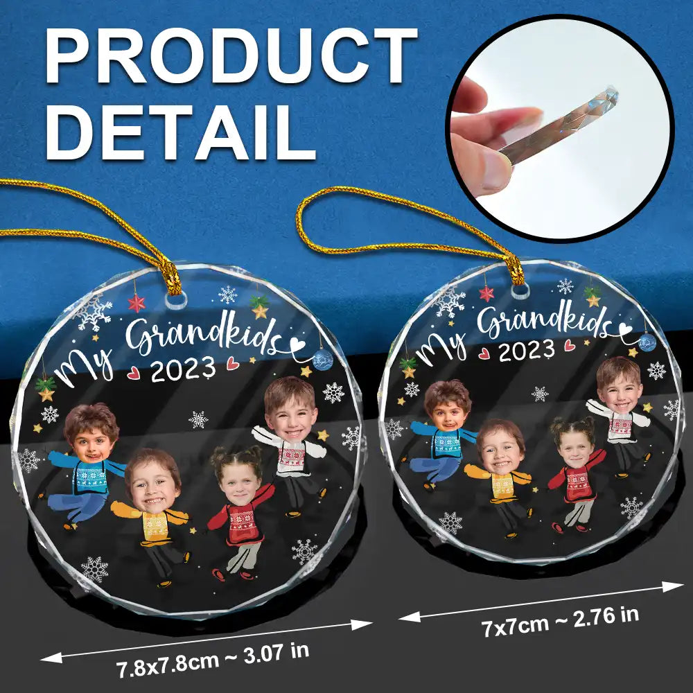 Custom Photo My Grandkids Grandparents Family - Personalized Circle Glass Ornament ORNA1210