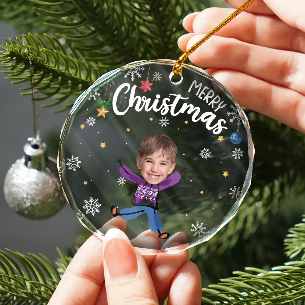 Custom Photo Dear Santa Define Naughty Family Kids - Personalized Circle Glass Ornament ORNA1210