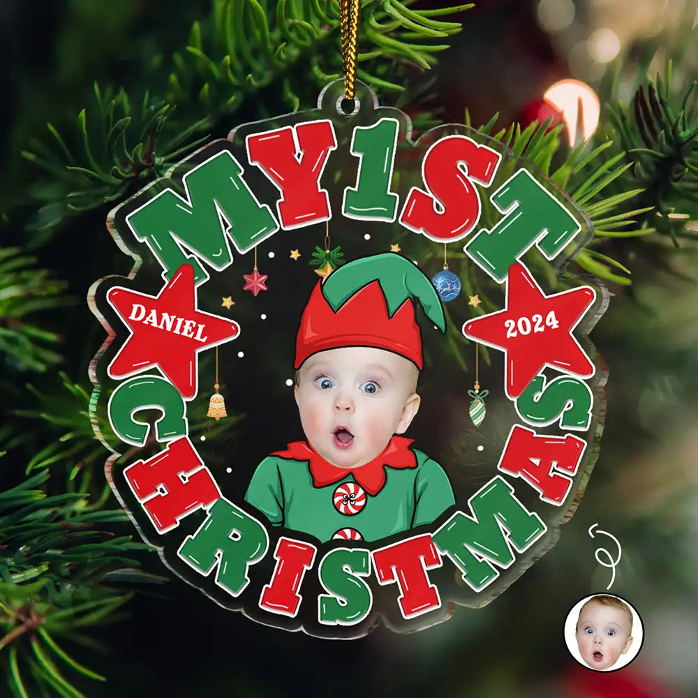 Custom Photo My First Christmas - Personalized Custom Shaped Acrylic Ornament ORNA1210