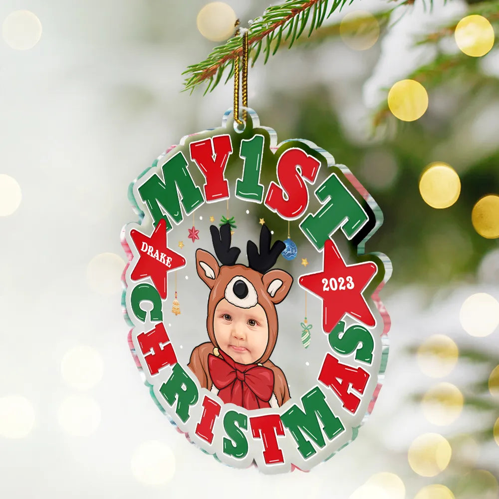 Custom Photo My First Christmas - Personalized Custom Shaped Acrylic Ornament ORNA1210