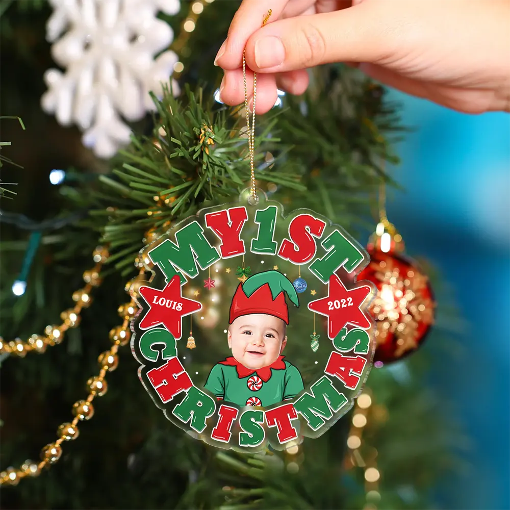 Custom Photo My First Christmas - Personalized Custom Shaped Acrylic Ornament ORNA1210