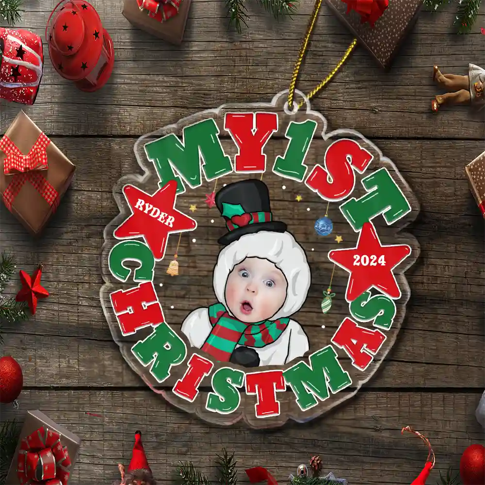 Custom Photo My First Christmas - Personalized Custom Shaped Acrylic Ornament ORNA1210