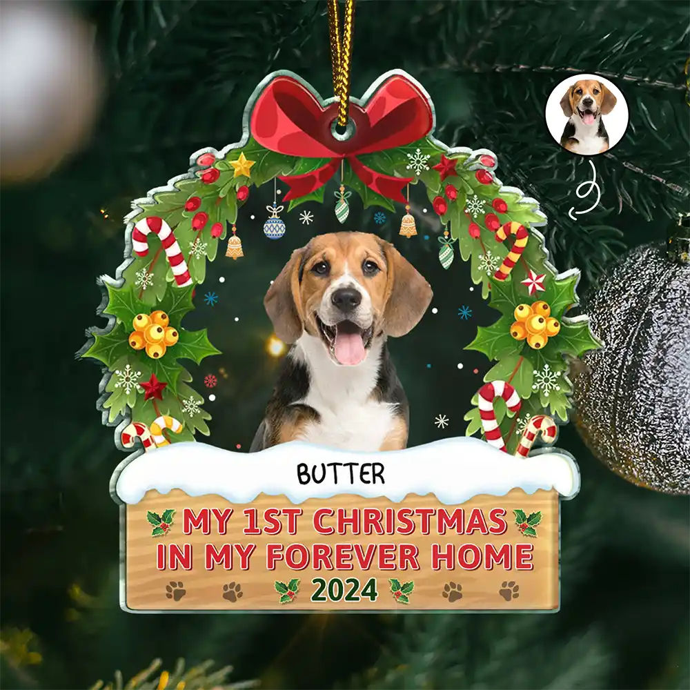 Custom Photo My 1st Christmas In My Forever Home - Personalized Custom Shaped Acrylic Ornament ORNA1210