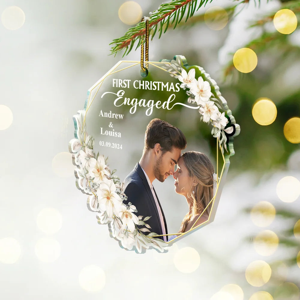 Custom Photo First Christmas Married - Personalized Custom Shaped Acrylic Ornament ORNA1210