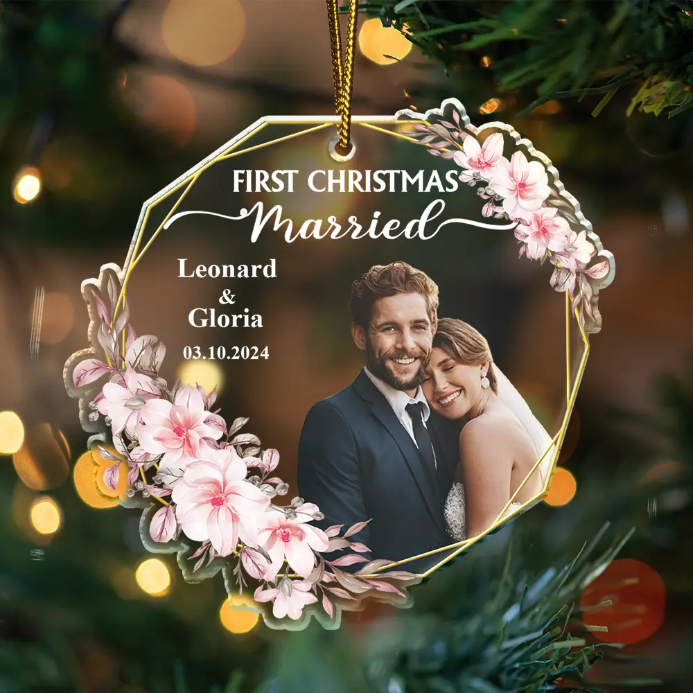 Custom Photo First Christmas Married - Personalized Custom Shaped Acrylic Ornament ORNA1210