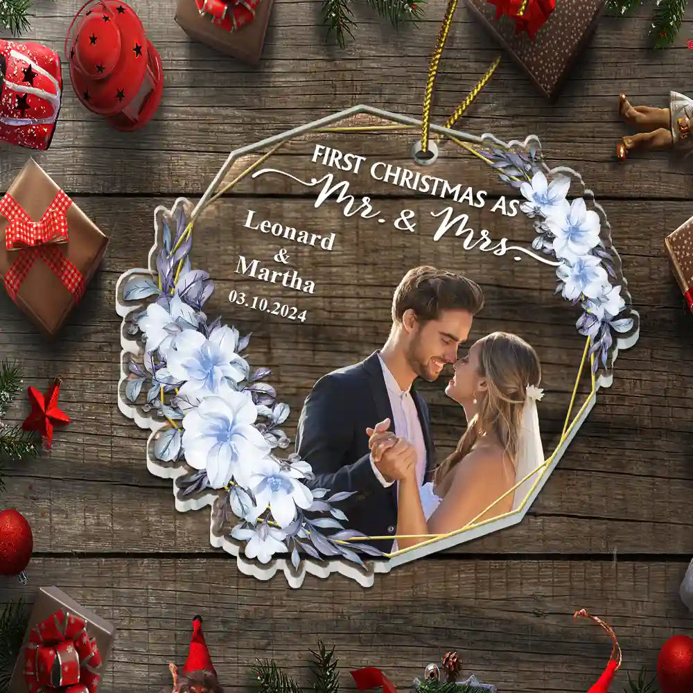 Custom Photo First Christmas Married - Personalized Custom Shaped Acrylic Ornament ORNA1210