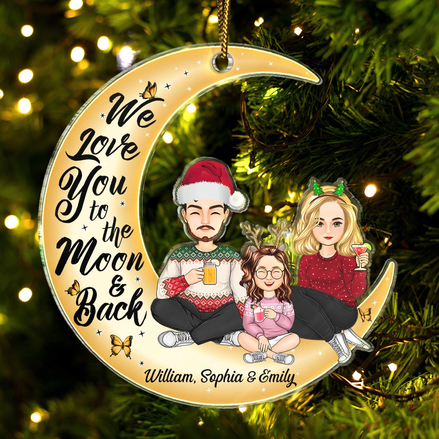 I Love You To The Moon And Back - Christmas Gift For Family, Grandparents, Parents - Personalized Cutout Acrylic Ornament ORNA1210