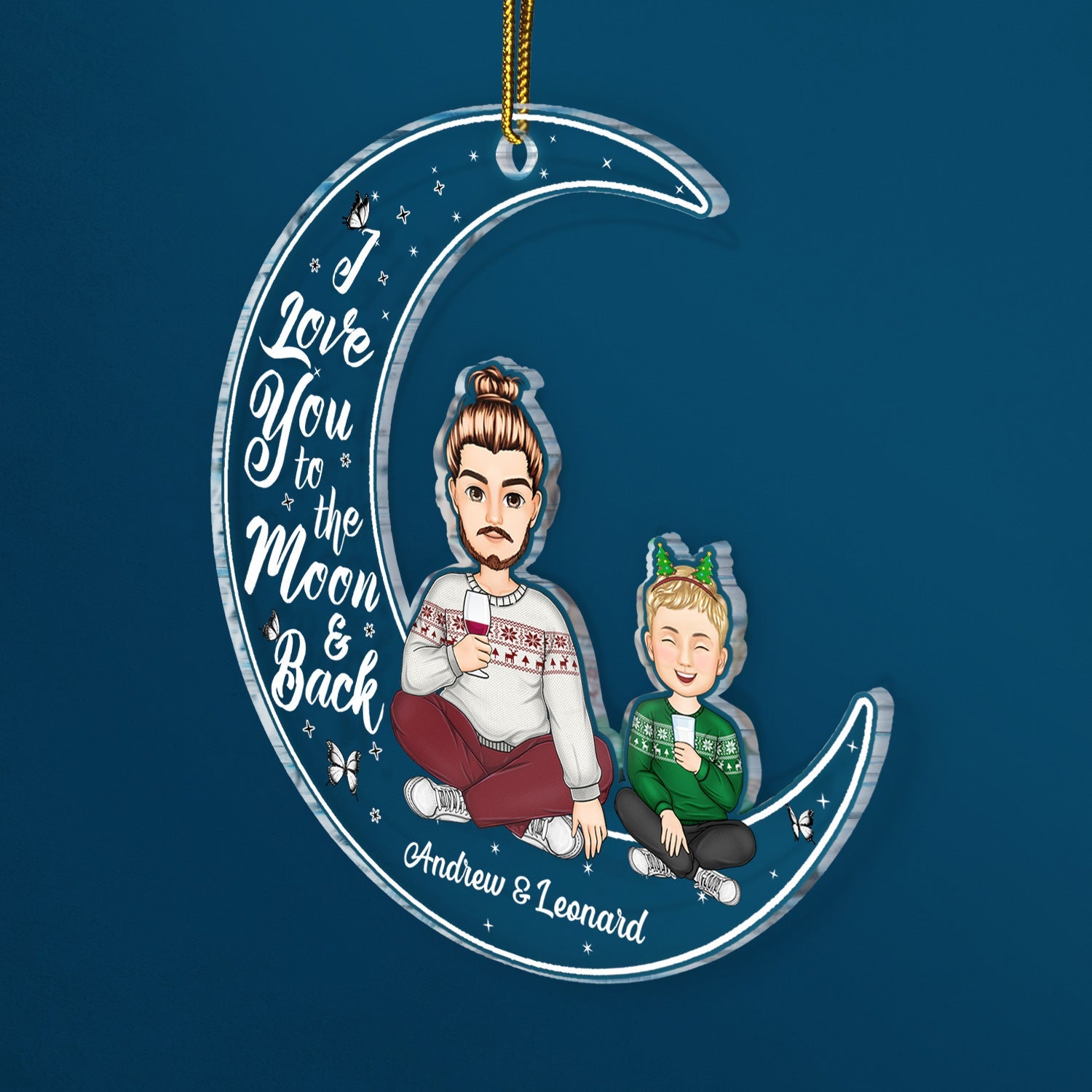 I Love You To The Moon And Back - Christmas Gift For Family, Grandparents, Parents - Personalized Cutout Acrylic Ornament ORNA1210
