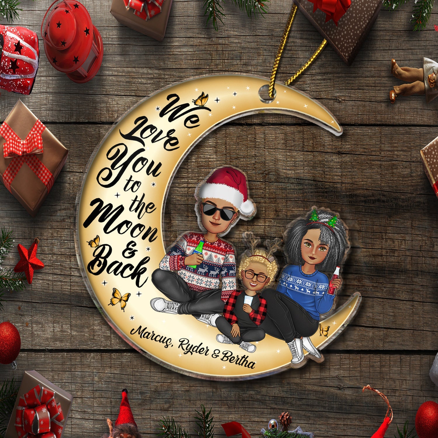 I Love You To The Moon And Back - Christmas Gift For Family, Grandparents, Parents - Personalized Cutout Acrylic Ornament ORNA1210