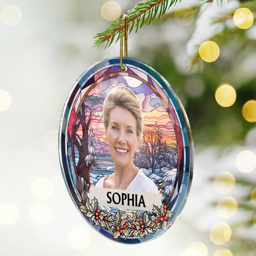 Custom Photo Christmas Memorial Family Dog Cat - Personalized Circle Acrylic Ornament ORNA1210