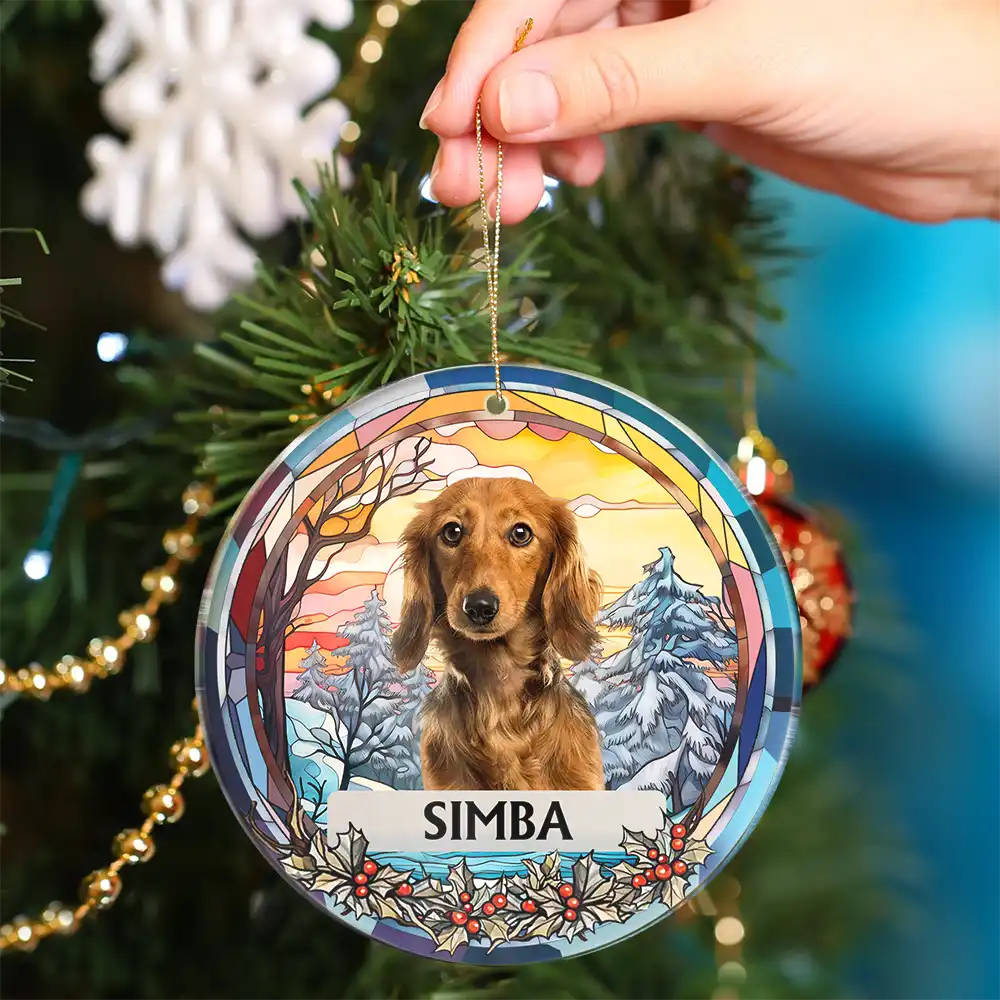 Custom Photo Christmas Memorial Family Dog Cat - Personalized Circle Acrylic Ornament ORNA1210