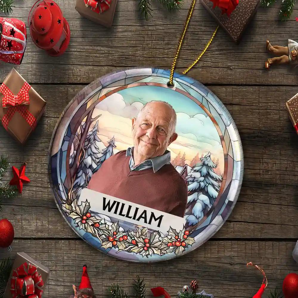 Custom Photo Christmas Memorial Family Dog Cat - Personalized Circle Acrylic Ornament ORNA1210