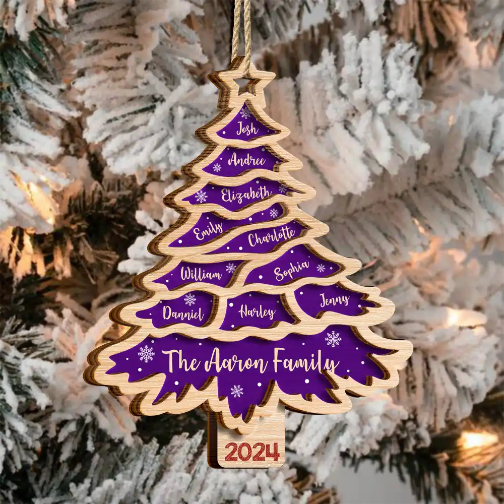 Christmas Tree Family Bestie Custom Names Version 3 - Personalized 2-Layered Wooden Ornament ORNA1210