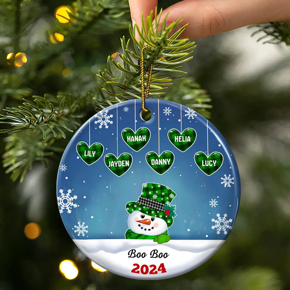 Papa Nana Snowman Christmas Grandparents - Personalized Circle Ceramic Ornament ORNA1210