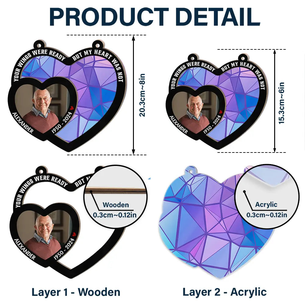 Custom Photo Memorial Your Wings Were Ready - Personalized Window Hanging Suncatcher Ornament ORNA1210