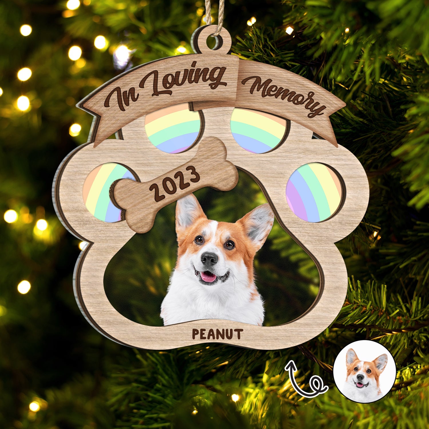 Custom Photo In Loving Memory - Christmas Sympathy Gift For Dog Lovers - Personalized 2-Layered Mix Ornament ORNA1210