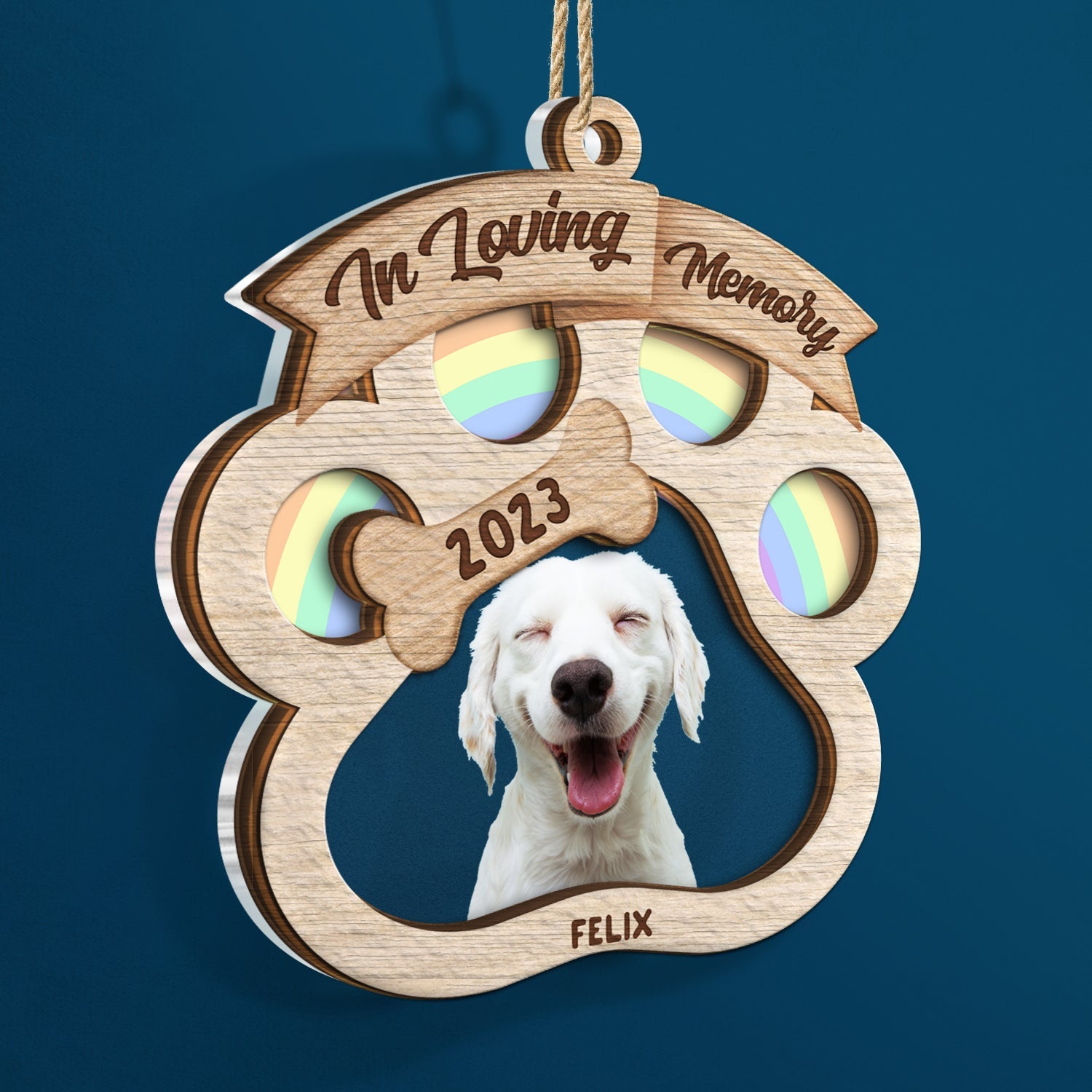 Custom Photo In Loving Memory - Christmas Sympathy Gift For Dog Lovers - Personalized 2-Layered Mix Ornament ORNA1210