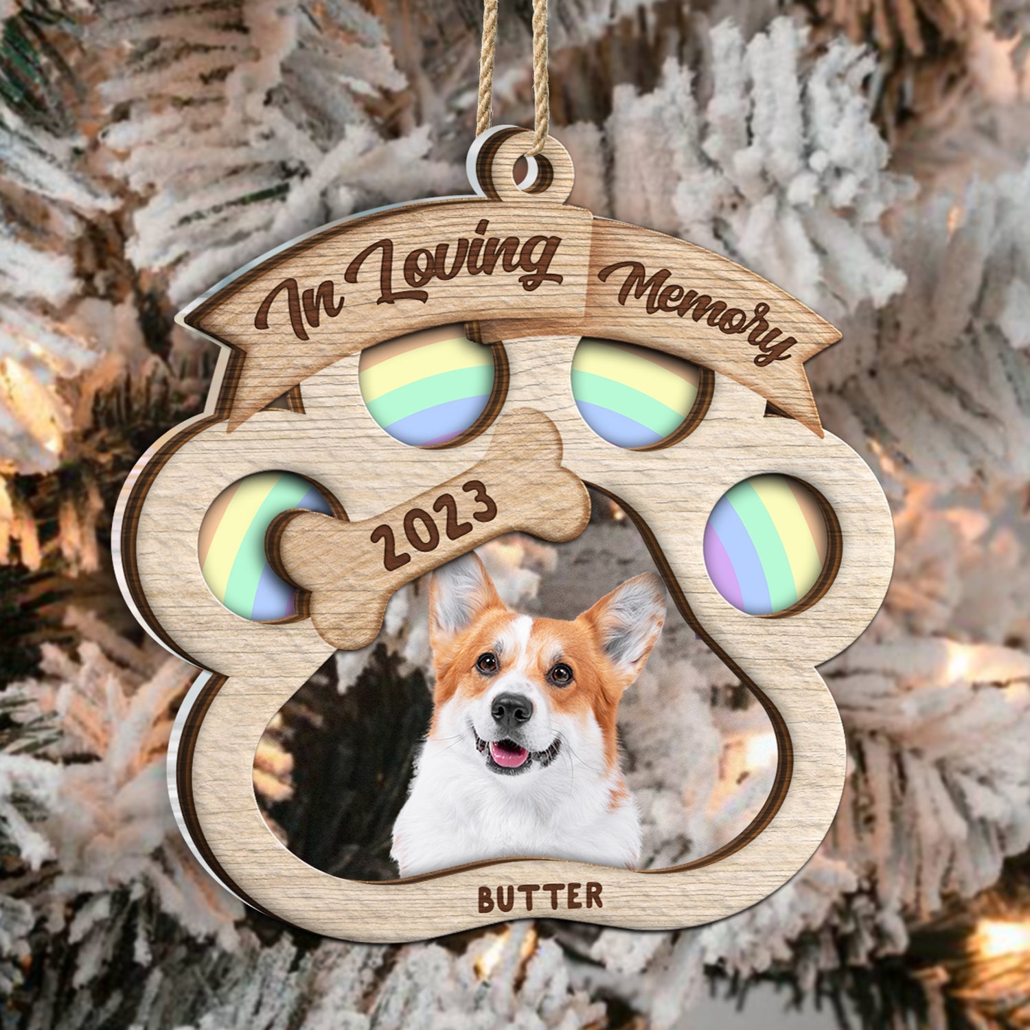 Custom Photo In Loving Memory - Christmas Sympathy Gift For Dog Lovers - Personalized 2-Layered Mix Ornament ORNA1210