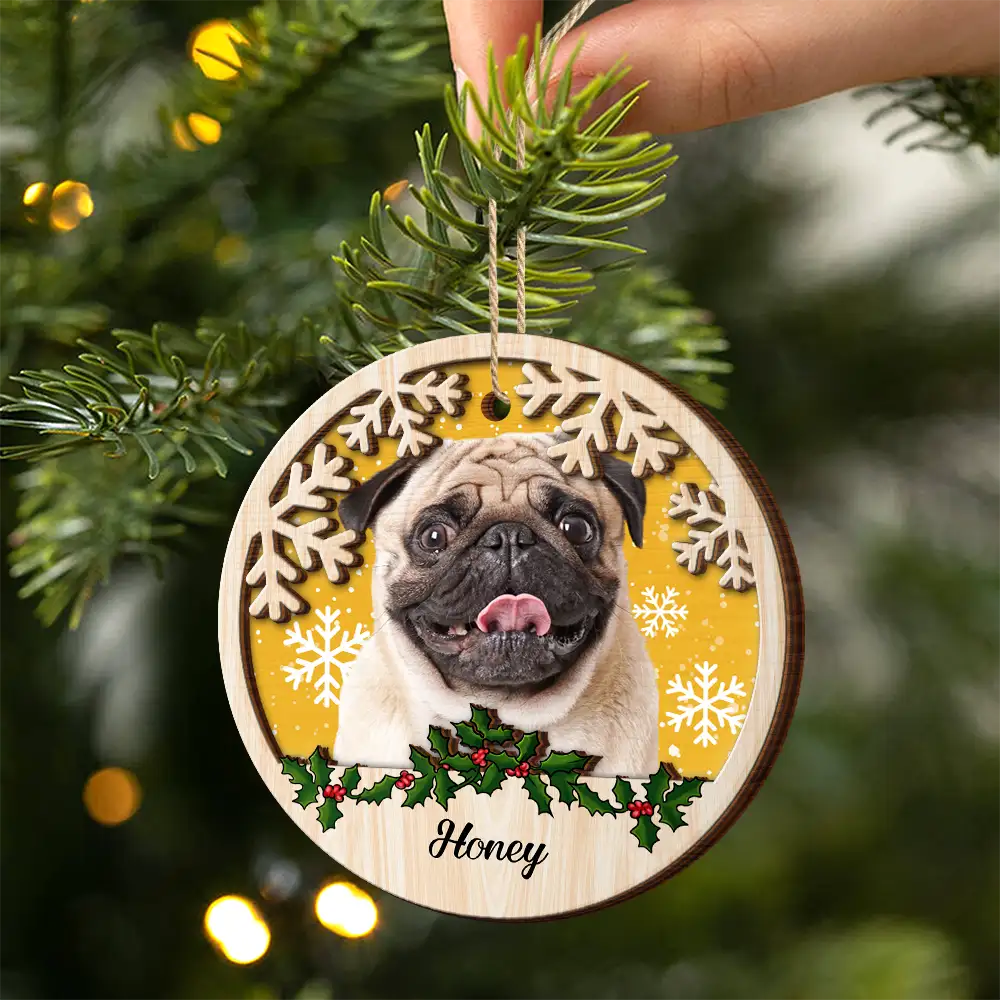 Custom Photo Cat Dog Christmas - Personalized 2-Layered Wooden Ornament ORNA1210
