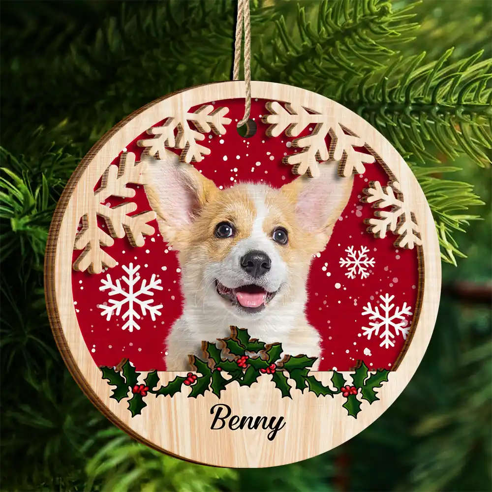 Custom Photo Cat Dog Christmas - Personalized 2-Layered Wooden Ornament ORNA1210