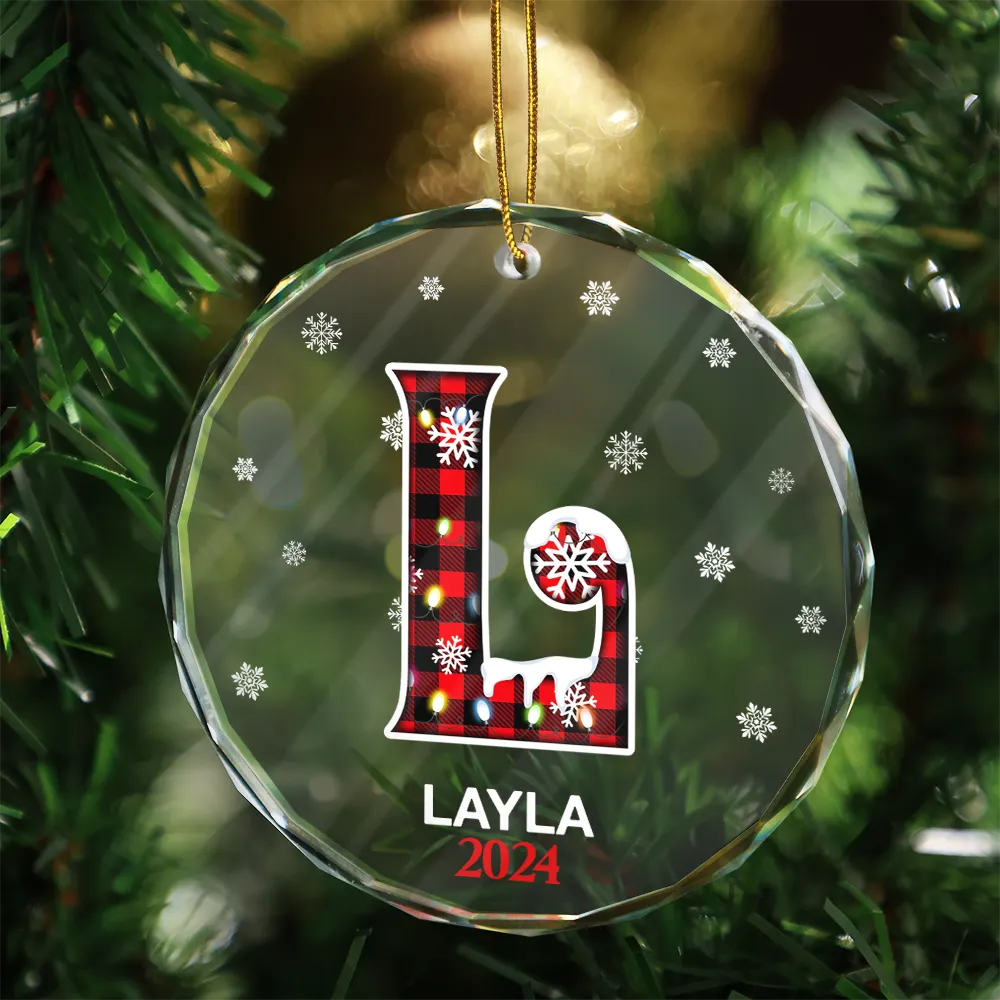 Christmas Alphabet For Family Members - Personalized Circle Glass Ornament ORNA1210